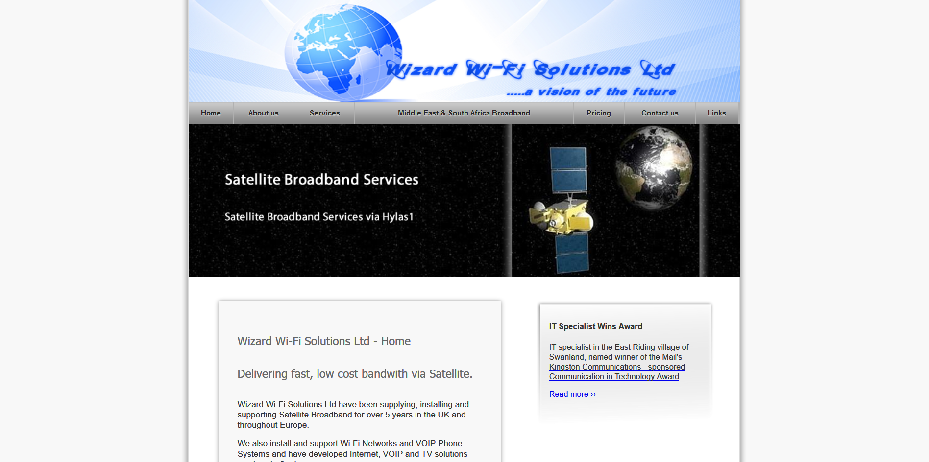 Sample of the design work on the Wizard Wifi Solutions website